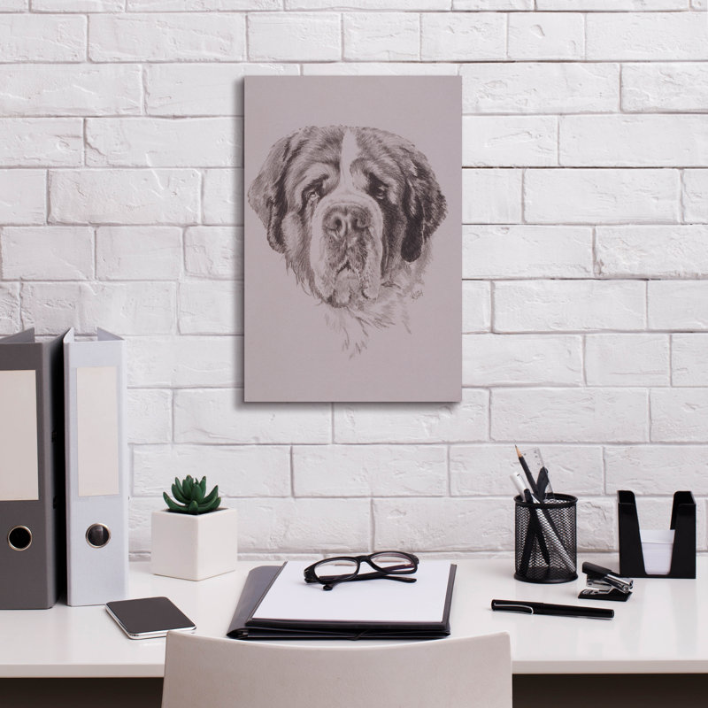 «Kavy St. Bernard» sur toile par Barbara Keith, H 18 po x l 12 po x P 0,75 po