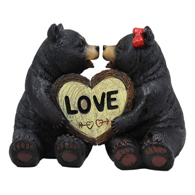 L’amour est dans l’air ours couple-baiser tenant les mains Arline