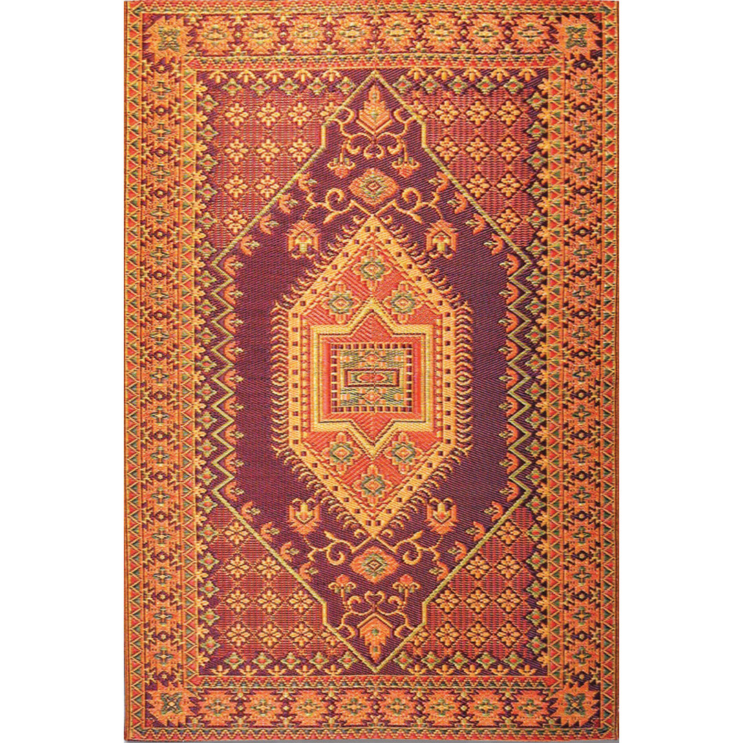 Oriental Turkish Polypropylene Rug Reversible Rust Outdoor, UV Resistant, 100% Recycled Material Mad Mats Rug 