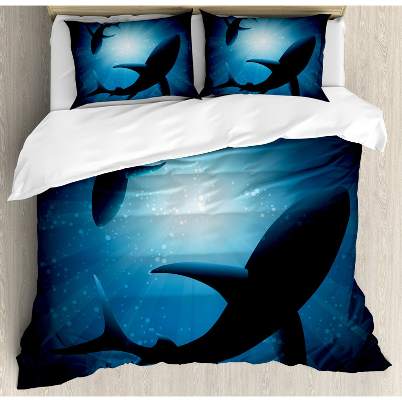 Shark Modern & Contemporary Polyester Duvet Cover, Queen