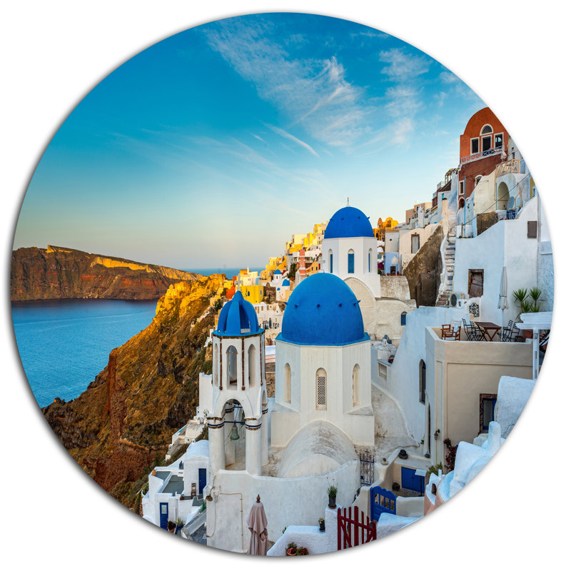 «Beautiful Santorin Homes Grèce», photographie, H 38 po x l 38 po x P 1 po, Métal