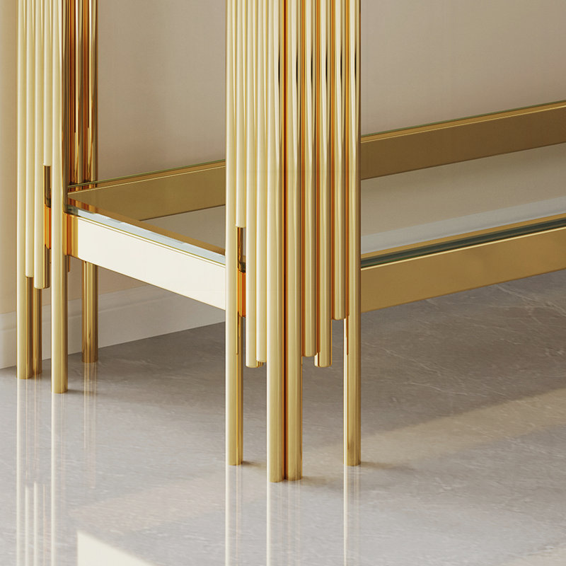 Console moderne pour vestibule et salon, Transparent / Doré