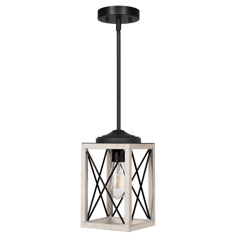 Gracela 1 - Light Lantern Rectangle Pendant, White, 48" H x 6.5" W x 6.5" D