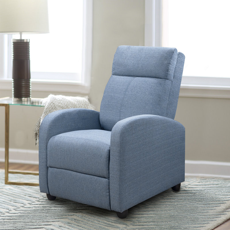 Anikha Upholstered Recliner, Blue Cotton Blend