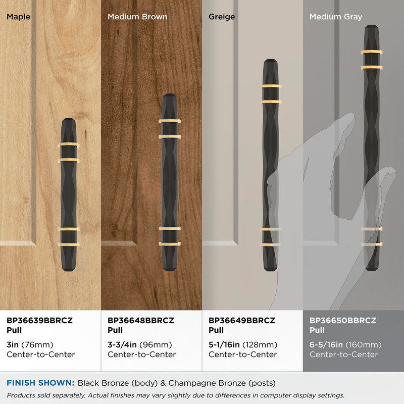 London 6-5/16 inch (160mm) Center-to-Center Black Bronze/Champagne Bronze Cabinet Pull, Black Bronze/Champagne Bronze
