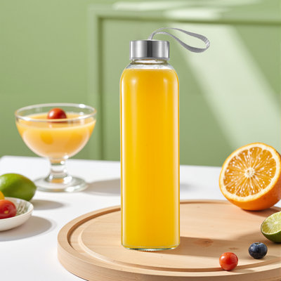 18oz Glass Bottles for Juicing – Reusable Glass Water Bottles with Stainless Steel Leak-Proof Lids, Wide Mouth, BPA-Free, for Juicer Machine, Set of 6