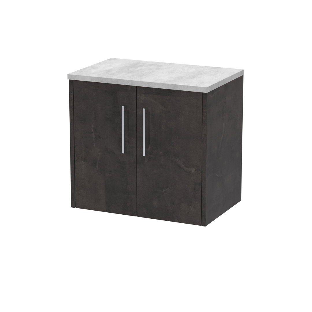Hudson Reed Juno 600mm Wall Hung Vanity Unit - Metallic Slate Grey - 2 Door - Soft Close - Image 3
