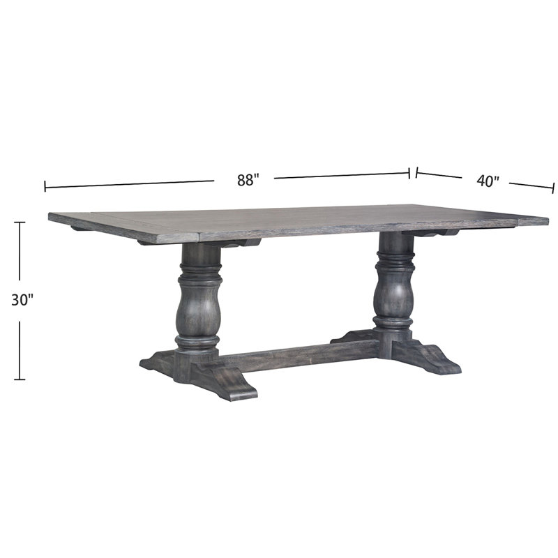 Table rectangulaire à tréteaux avec piédestal double tourné