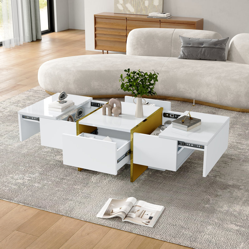 Coffee Table with Storage, White