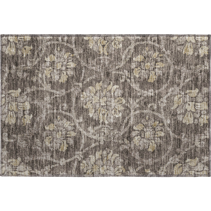 Premium Machine Washable Prisco Brown Rug, Rectangle 1'8" x 2'6"