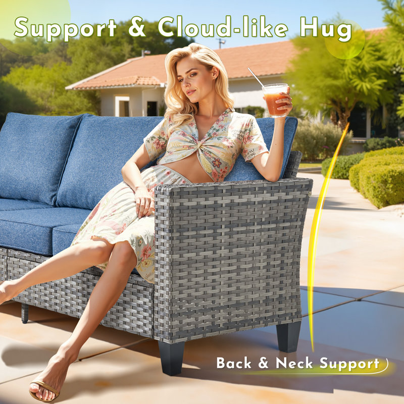 Townsey 5 - Person Patio Conversation Set with Cushions, Denim, No
