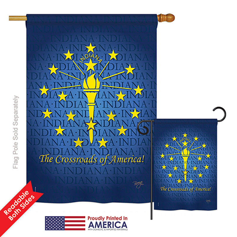 Ensemble de 2 drapeaux en polyester vertical 2 côtés indiana american statements