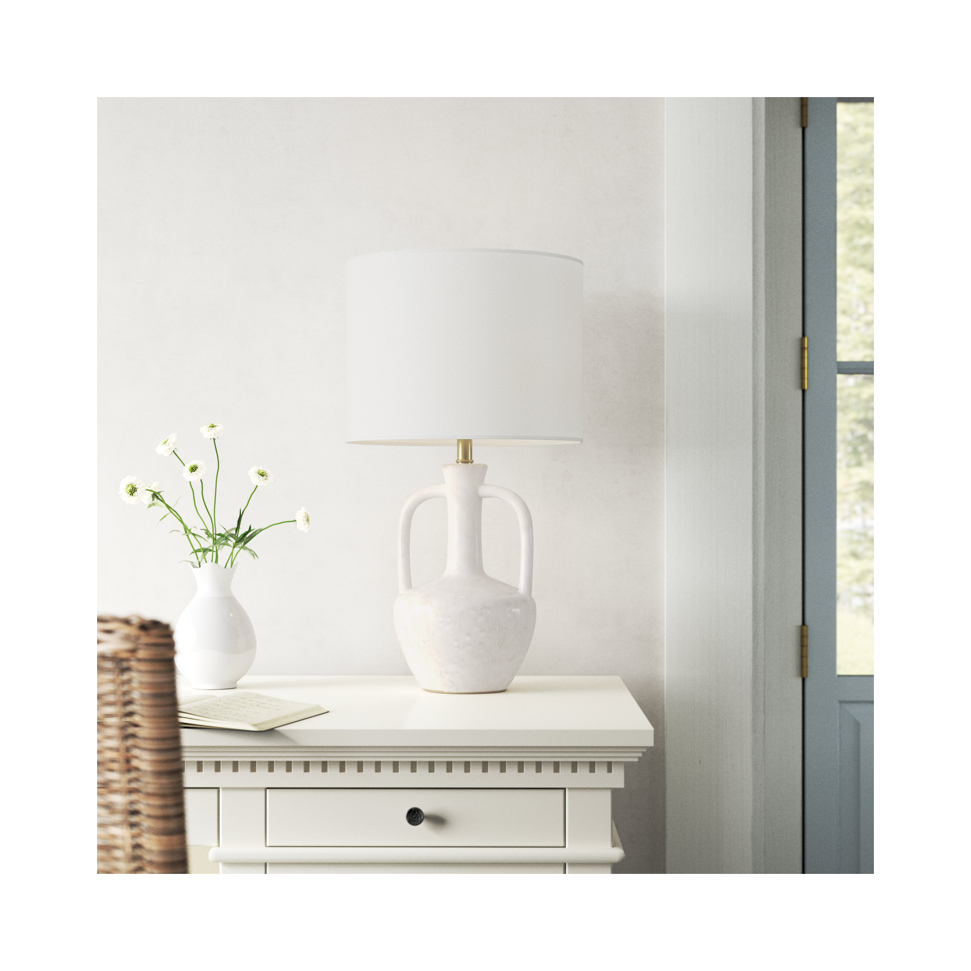 Argentina Ceramic Table Lamp, White