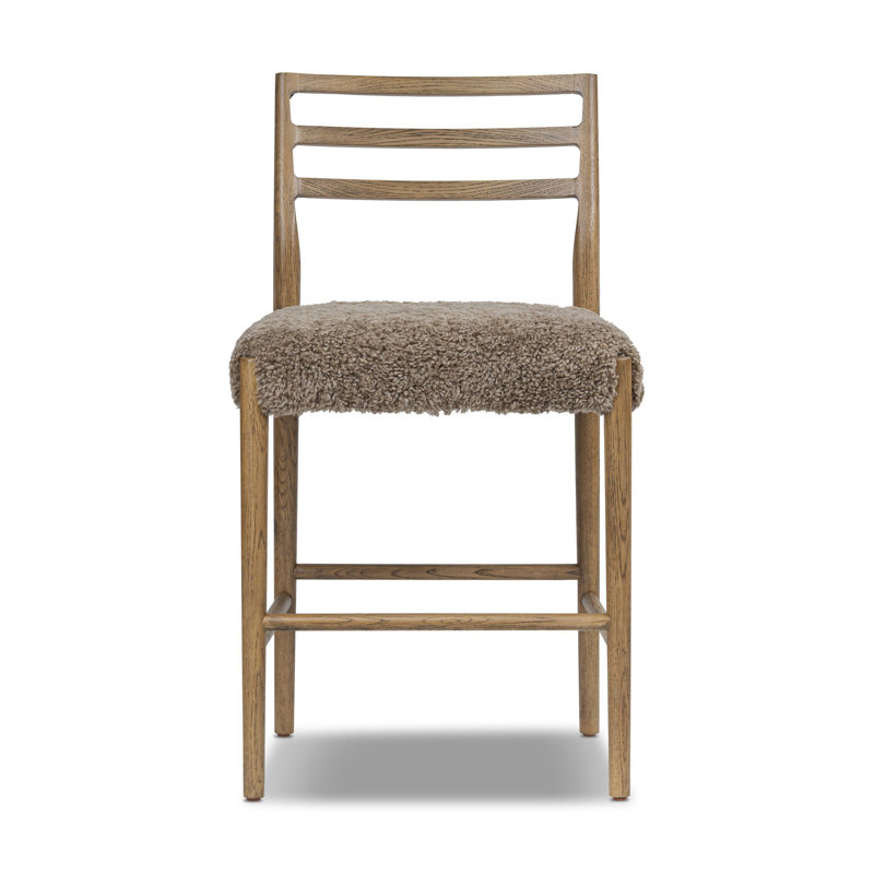 Tabouret Lindyn, Chêne fumé, Taupe, Tabouret de comptoir (siège d'une hauteur de 26,2
