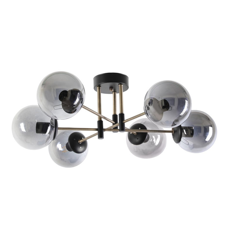 Witsham 6 - Light Sputnik Chandelier, Black, Smoke