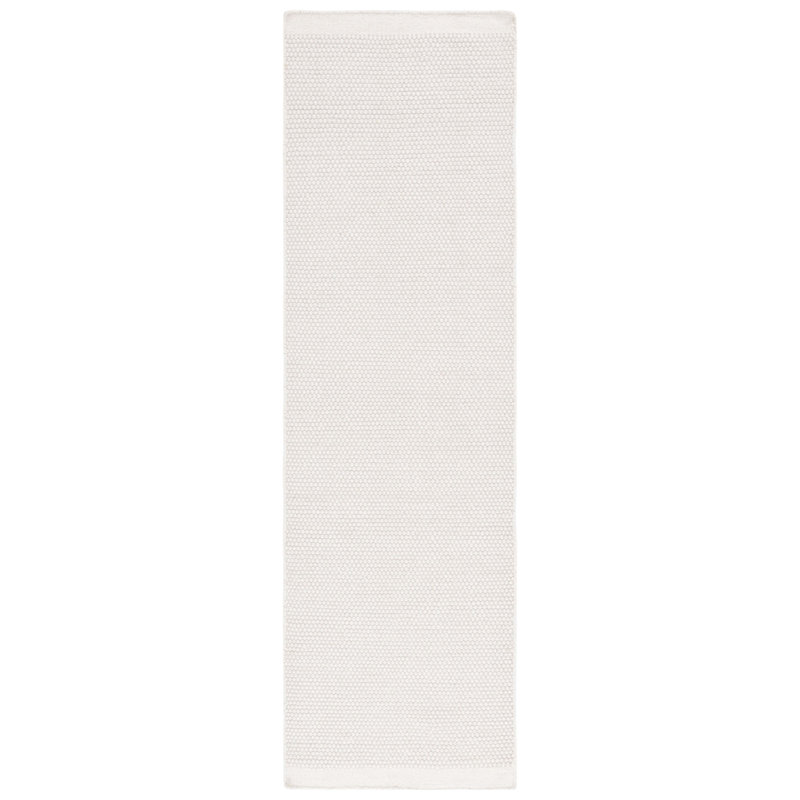 Tapis de couleur unie en laine / coton tissé à la main de couleur unie en ivoire, Rectangle 2 pi 3 po x 5 pi