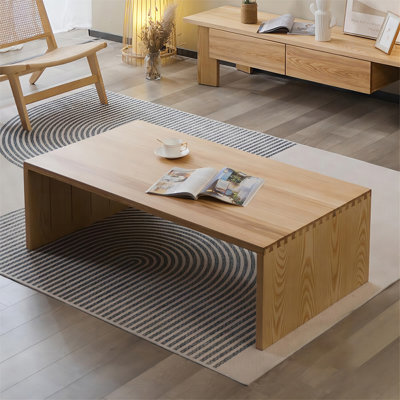 Burlywood Solid Wood Rectangular Coffee Table