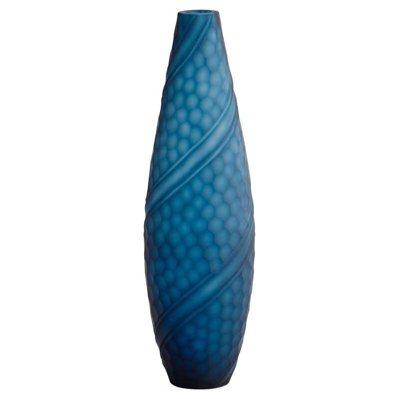 Solano Handmade Glass Table Vase, Blue, 19.5" H x 5.75" W x 5.75" D