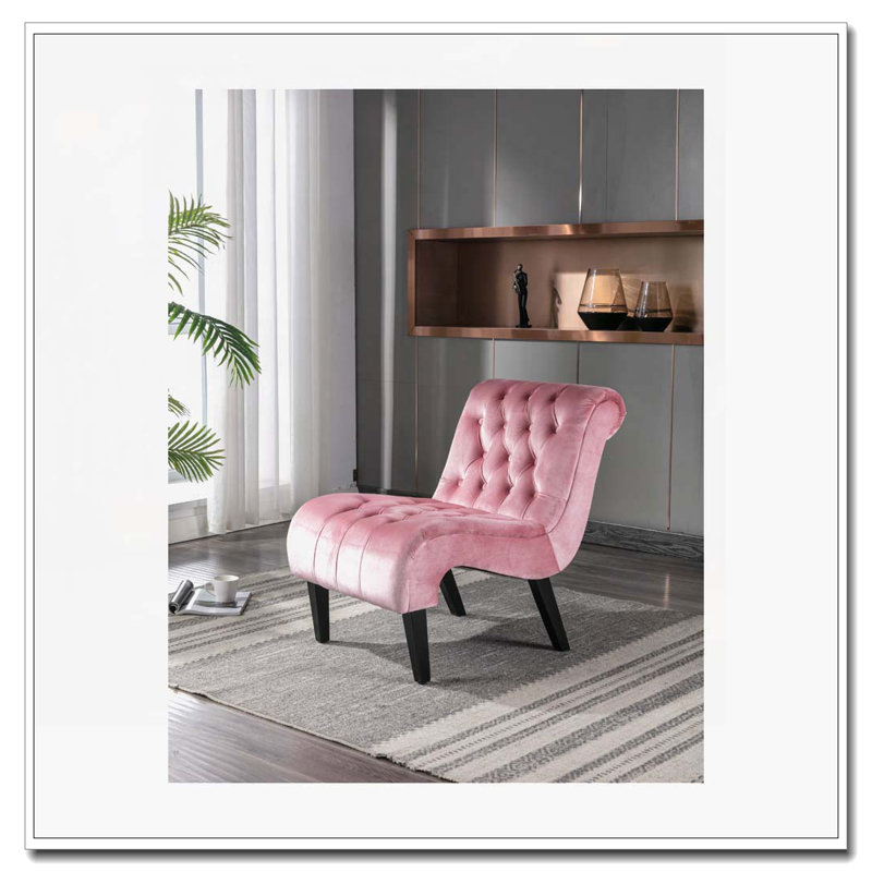 Chaise de salon en velours sans accoudoirs, Rose