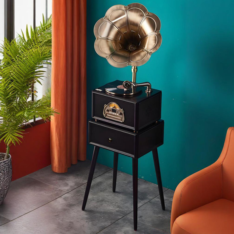 Rétro tourne-disque avec haut-parleur Bluetooth, Phonographe intégré et lecture de CD