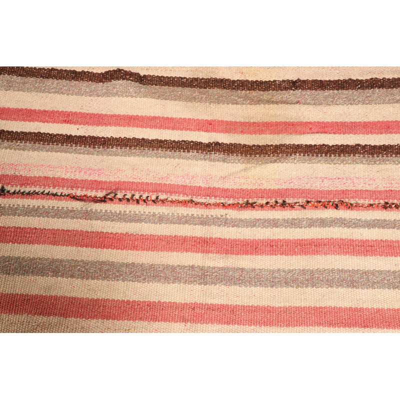 Kilim turc fabriqué à la main avec des rayures rétro, idéal pour un décor de style bohémien comme tapis décoratif