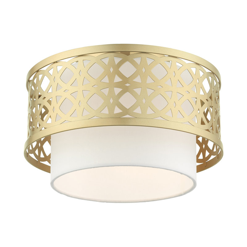 Calinda Soft Gold Drum LED Semi-Flush Mount with Handcrafted Shade