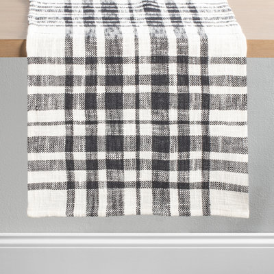 Cotton Plaid Table Runner- 80 Inches Long - Machine Washable - Ideal for Kitchen or Dining Room Table