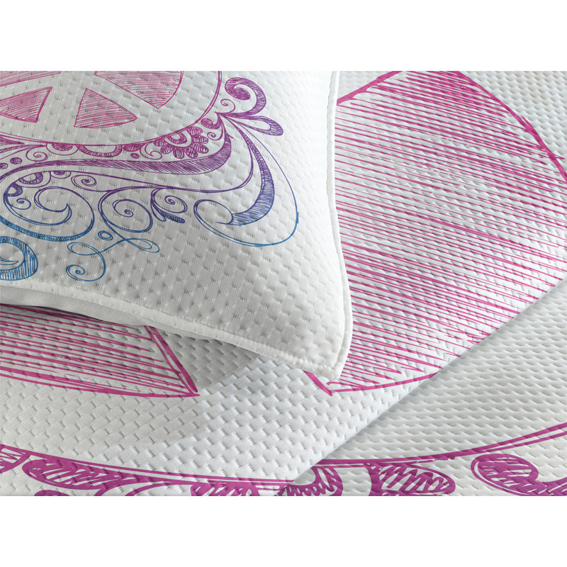 Groovy Polyester Floral Coverlet, King Bedspread + 2 Shams