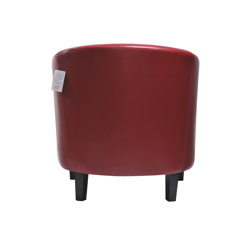 Isadora Faux Leather Barrel Chair, Red