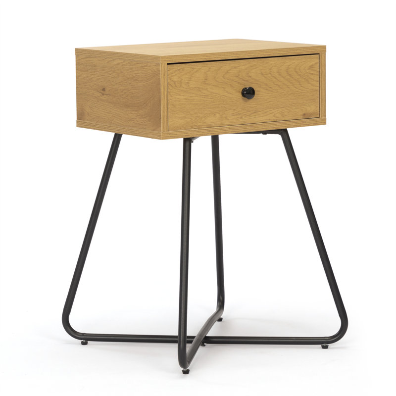 Table de chevet en U avec pieds en métal et tiroirs