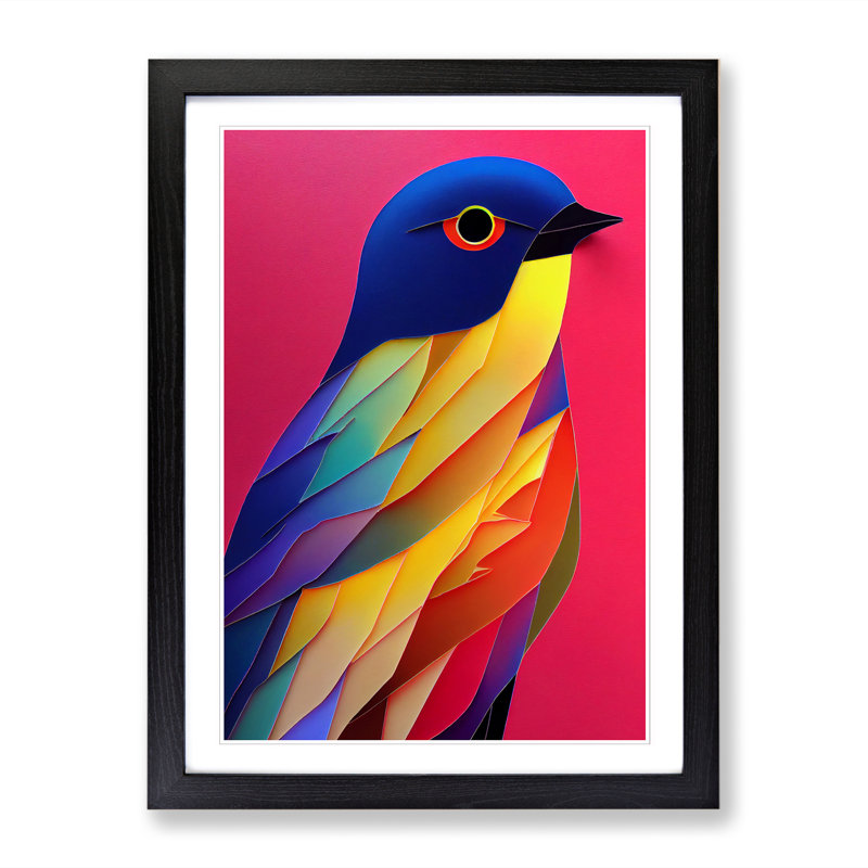 FRM-V0523-246X Bird In Colour Vol.3 - Single Picture Frame Print, 64cm H x 46cm W x 2cm D, Black Framed