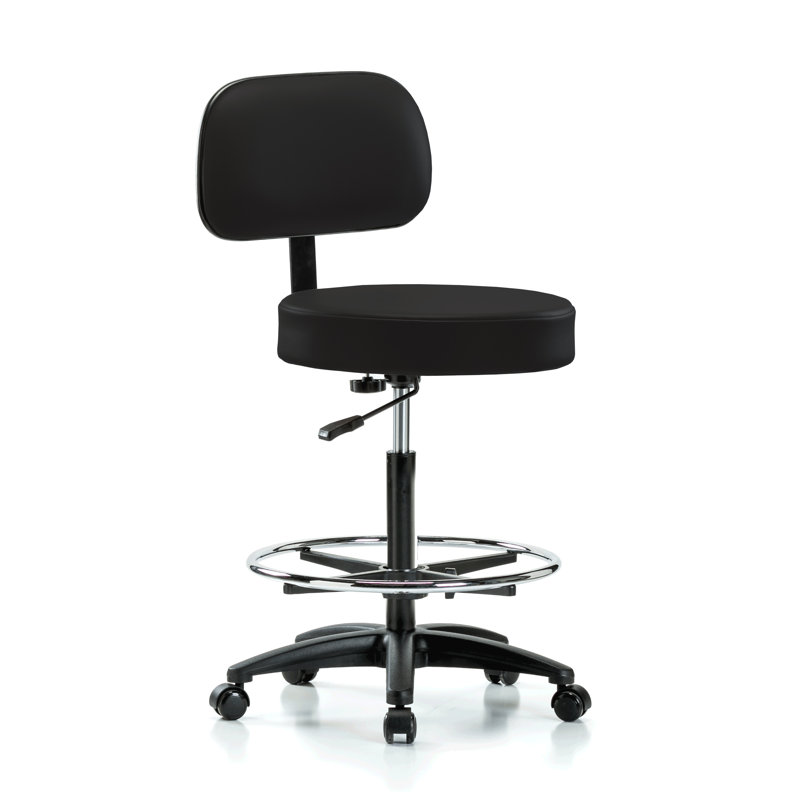 Tabouret réglable en hauteur avec dossier et repose-pieds PERCH Walter | Hauteur du banc élevé: 25 à 35 po, Vinyl