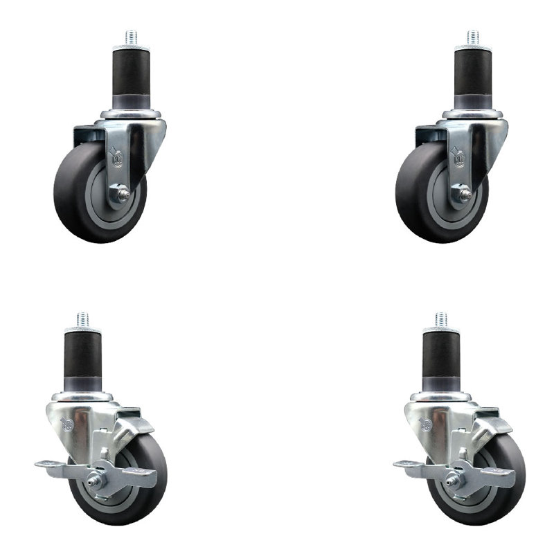 Ensemble de roulettes extensibles en caoutchouc et en caoutchouc thermoplastique 2 roues SCC TLB 3,5 po x 1-5 / 8 po