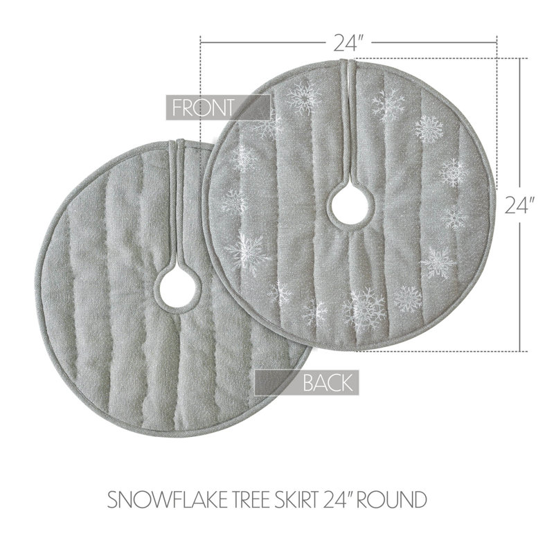 24" Dove Grey Cotton Burlap Snowflake Tree Skirt