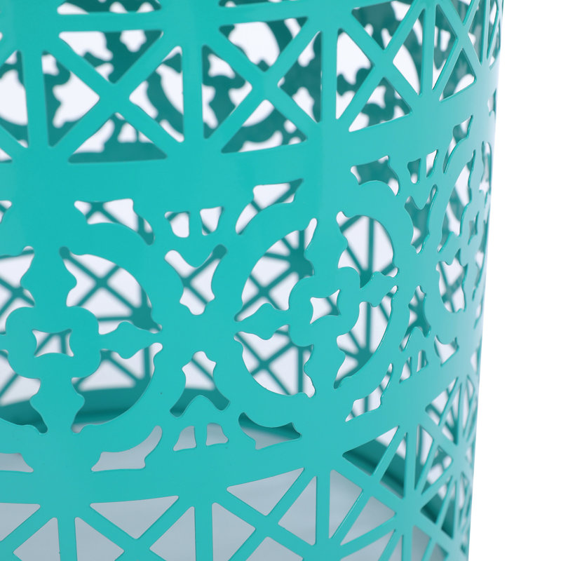 Round Iron Outdoor Side Table , 12.5 " W 12.5 " D, Teal