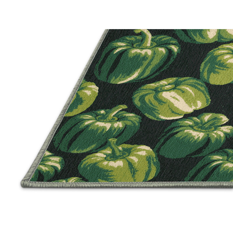 Tapis vert à poivrons lavables Ginza, Rectangulaire 2 pi x 3 pi