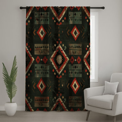 Herrero Pattern Window Curtains, Southwestern Sheer & Blockout Curtains - 1 Panel