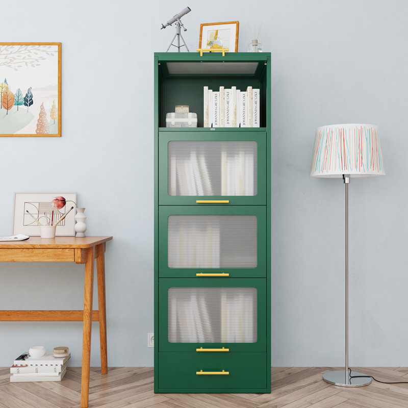 Armoire coulissante en métal de style moderne - 4 portes, Vert