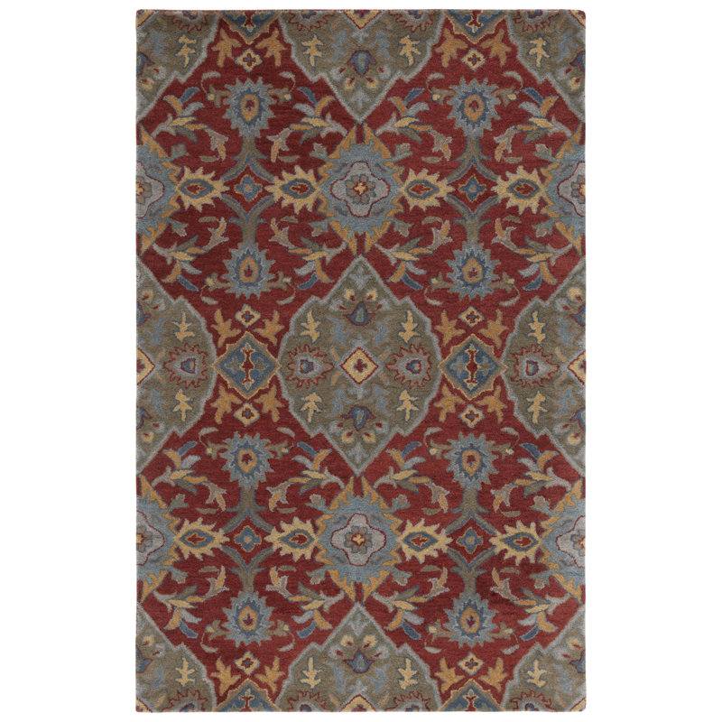 Lyliana Hand Tufted Wool Floral Rug, Rectangle 5' x 8'