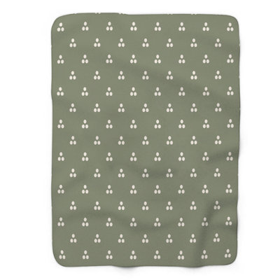 Olive Pebbles- 1 Piece Premium Sherpa Blanket 0226