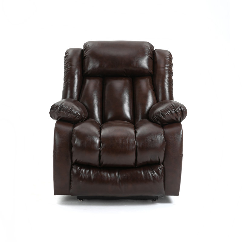 Heated Massage Chair, Brown Genuine Leather