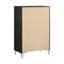 Commode 5 tiroirs en bois avec longues poignées noires