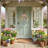 16 Inch Blue Rose Wreath For Front Door