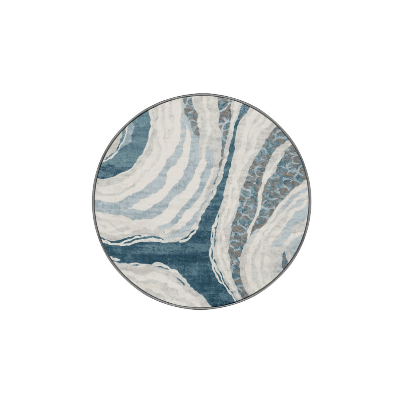 Machine Washable Gray Area Rug, Round 8'