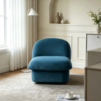 Swivel Accent Chair, 360-degree Metal Base with Velvet Fabric Upholstery