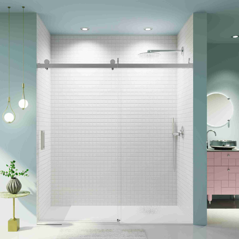Porte de douche 76 po, Chrome chrome