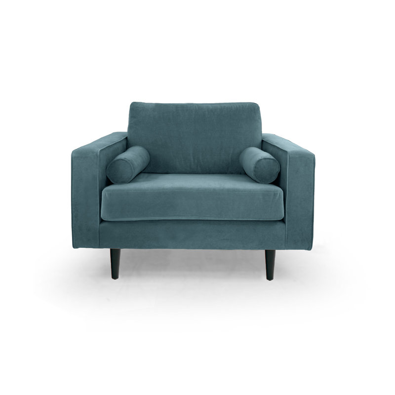 Boubacar 2 Seater Velvet Loveseat, Teal, Black