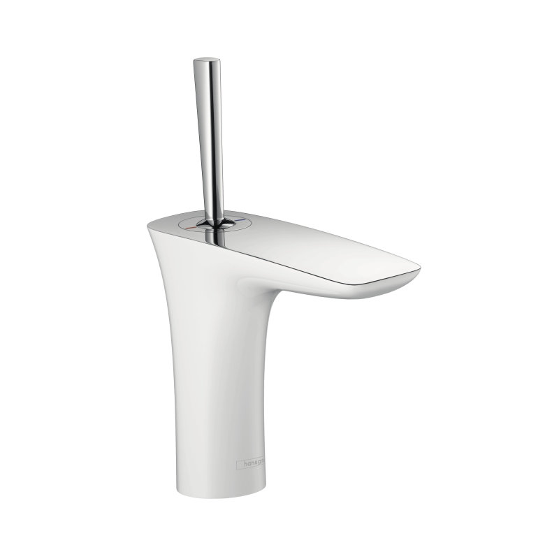 Puravida Single Hole Bathroom Faucet, Chrome/White, Without Pop-Up Drain Assembly