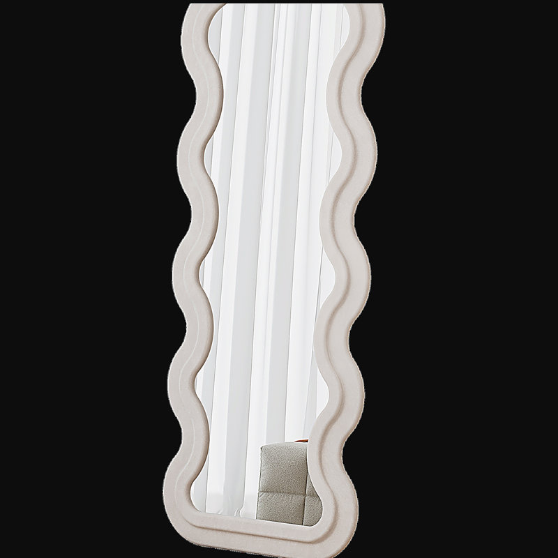 Miroir de plancher Flanelle, Blanc, crème