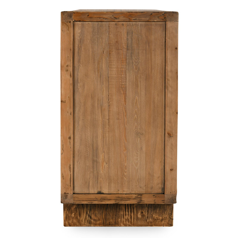 Brown Reclaimed Pine Wood Basket Weave Buffet Sideboard